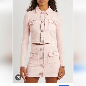 Self-Portrait Pink Tweed Mini Skirt Sets 2 Pieces Size S